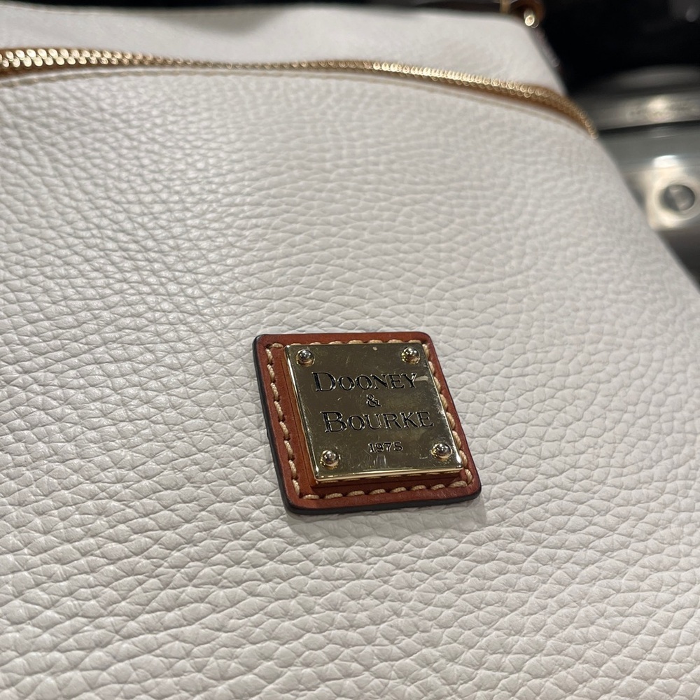 Dooney & Bourke White/Tan Pebble Leather Crossbody - Picture 3 of 13